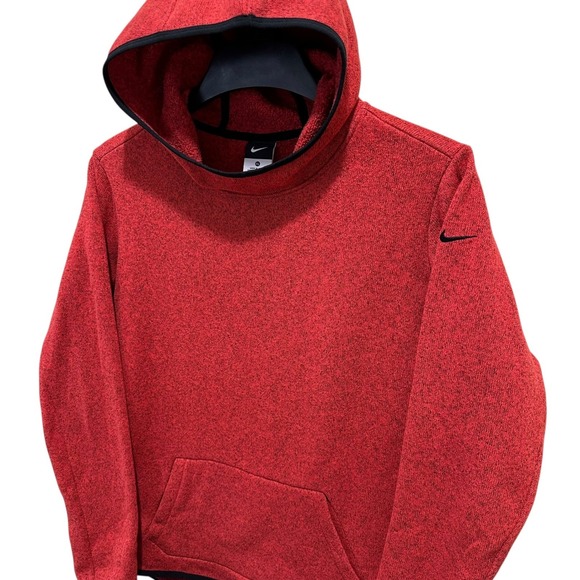 Nike Womens XL Red Hypernatural Therma Fit Speckled Fleece Hoodie Pullover - Picture 3 of 11